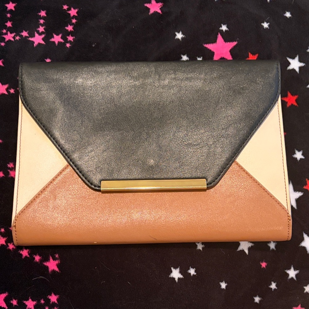 Express Black, Cream, and Tan Clutch